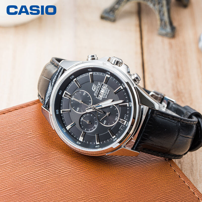 CASIO Quartz Waterproof EDIFICE Sapphire Crystal Solar Powered Mens Black Analog EFB-509L-1AVUPR