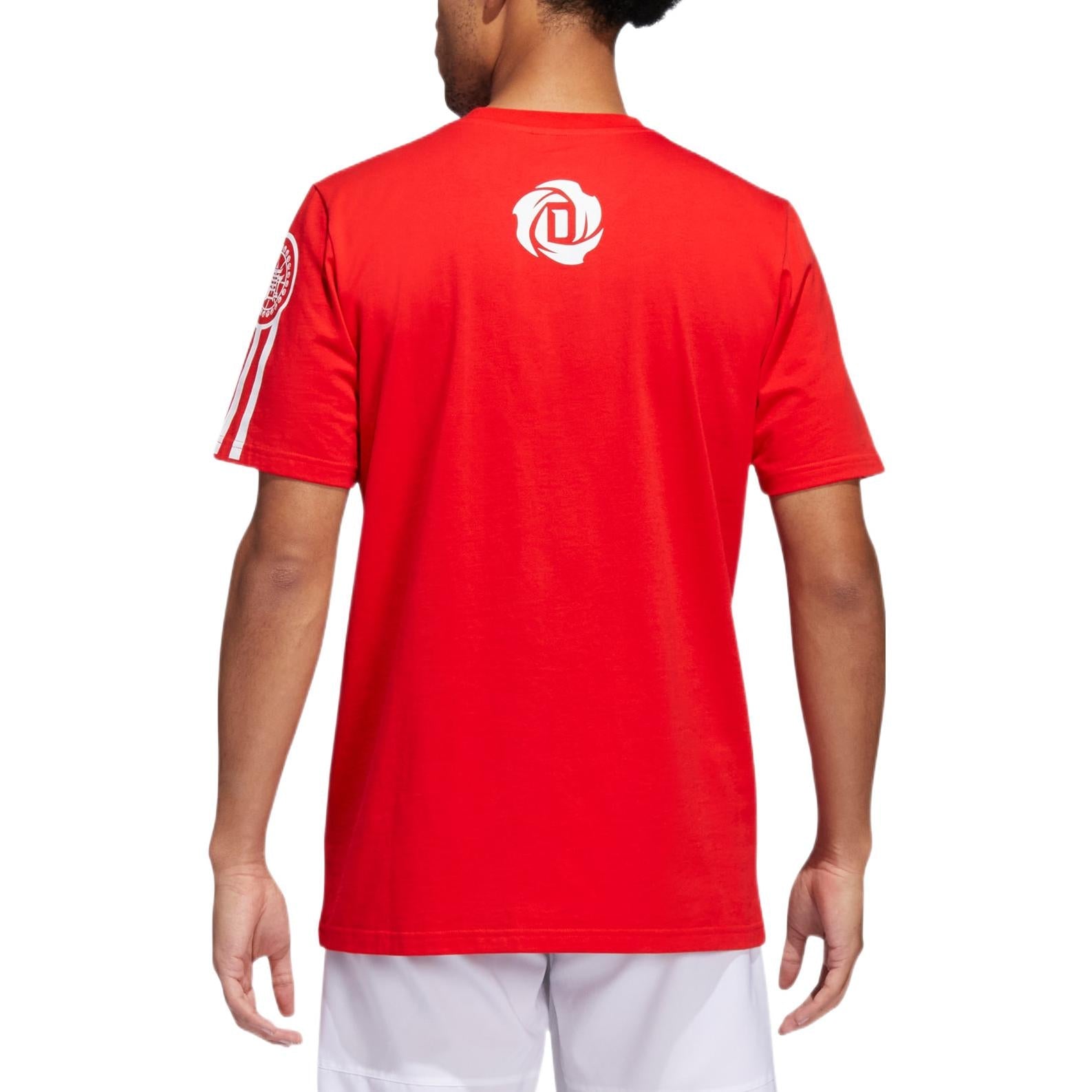 Men's adidas Rose Dynasty Large Logo Printing Round Neck Short Sleeve Red T-Shirt IC8106
