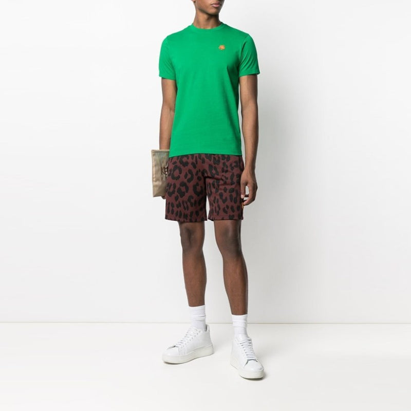 Men's KENZO SS21 Pattern Logo Round Neck Short Sleeve Green FB55TS0034SA-56