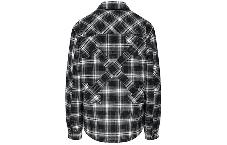 Off-White FW20 Plaid Hooded Long-sleeve Coat Men's Black OMEA236E20FAB0011000