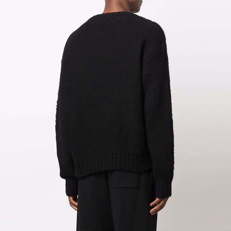 Men's Off-White FW21 Arrow Pattern Long Sleeves Round Neck Wool Sweater Black OMHE103F21KNI0011010