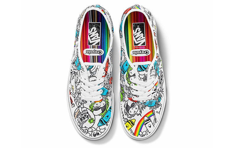 Crayola x Vans Authentic Low Top Fashion Casual Skate Shoes White Black Graffiti Unisex 'White Black' VN0A5KRDARE