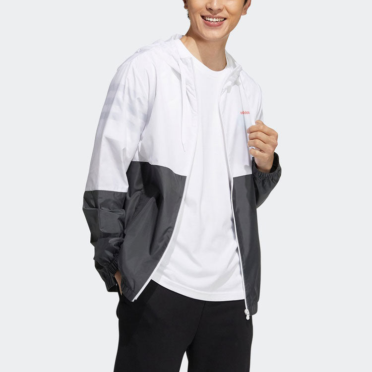 adidas neo M Fav Any Wb 1 Contrasting Colors Logo Printing Sports Jacket White Gray GP5650
