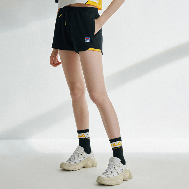 (WMNS) FILA FUSION Contrasting Colors Numeric Printing Sports Shorts Black T11W022603F-BK