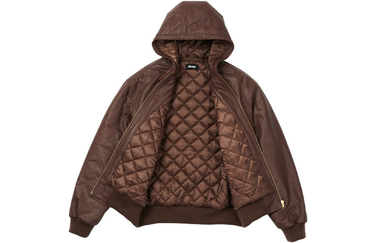 Palace FW21 Leather Bossy Jacket 'Brown' P20JK126