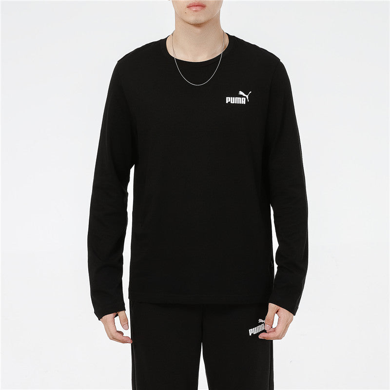 PUMA Logo Print Training Sports Breathable Round Neck Long sleeve T Shirt Men s Black 589027-01