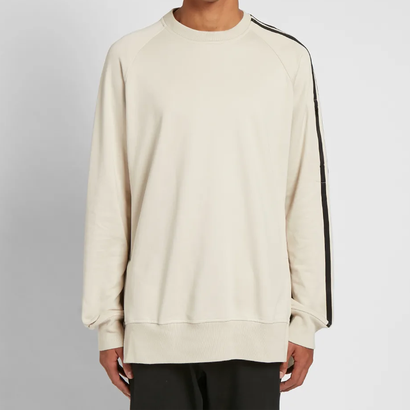 Men's Y-3 Basic Side Stripe Casual Pullover Creamy White FJ0389