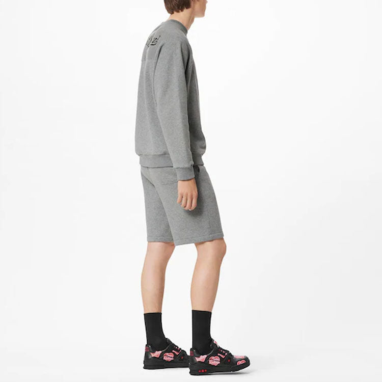 Men's LOUIS VUITTON FW21 Heart Shape Pattern Pullover Gray 1A9GLX