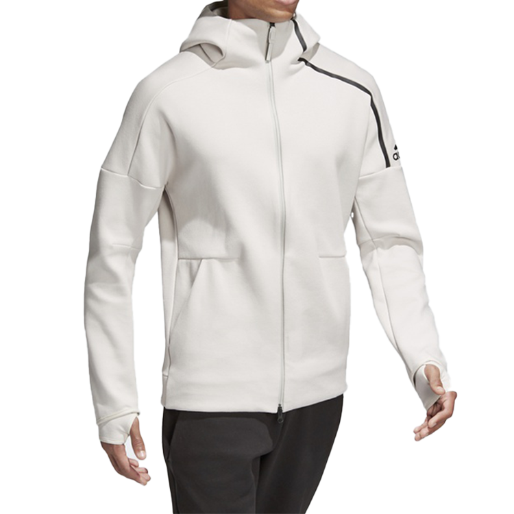 adidas Logo Knit Hooded Jacket Pink White CW1347