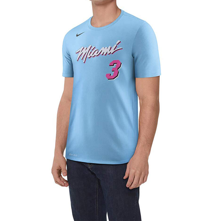 Men's Nike Miami Heat 18/19 Season Wade south coast Short Sleeve Blue BV8773-422