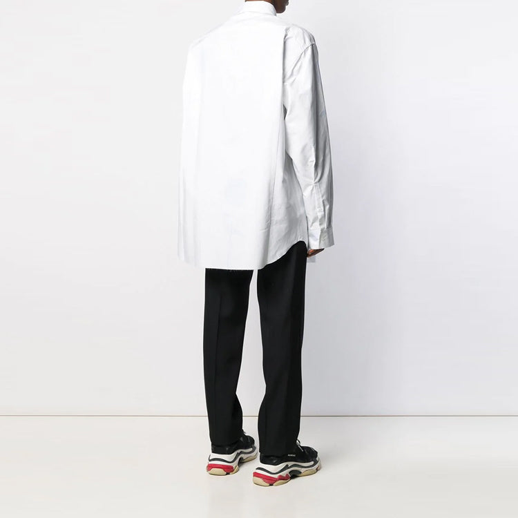 Off-White Embroidered Pattern Solid Color Long Sleeves Shirt Loose Fit White OMGA094F19F360260110