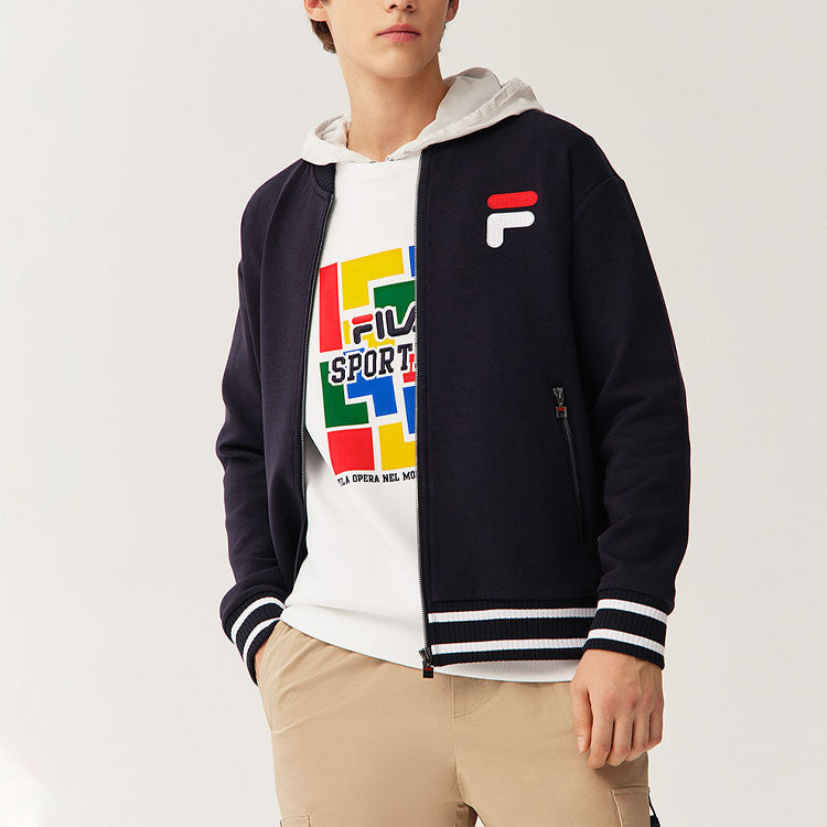 Yellow FILA Casual Sports Knit Jacket Blue F11M118553F-NV