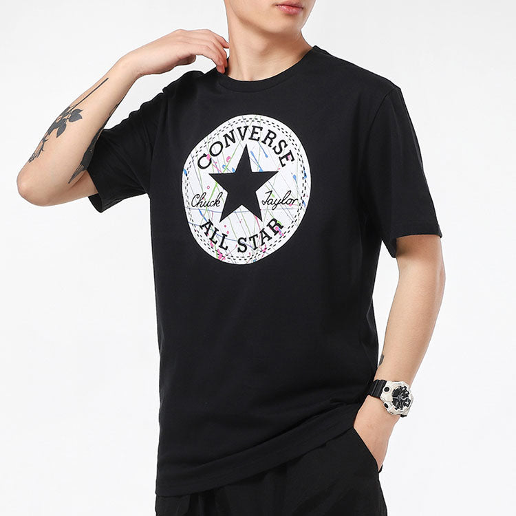 Men's Converse Chuck Pattern Round Neck Casual Sports Breathable Short Sleeve Black 10021506-A01