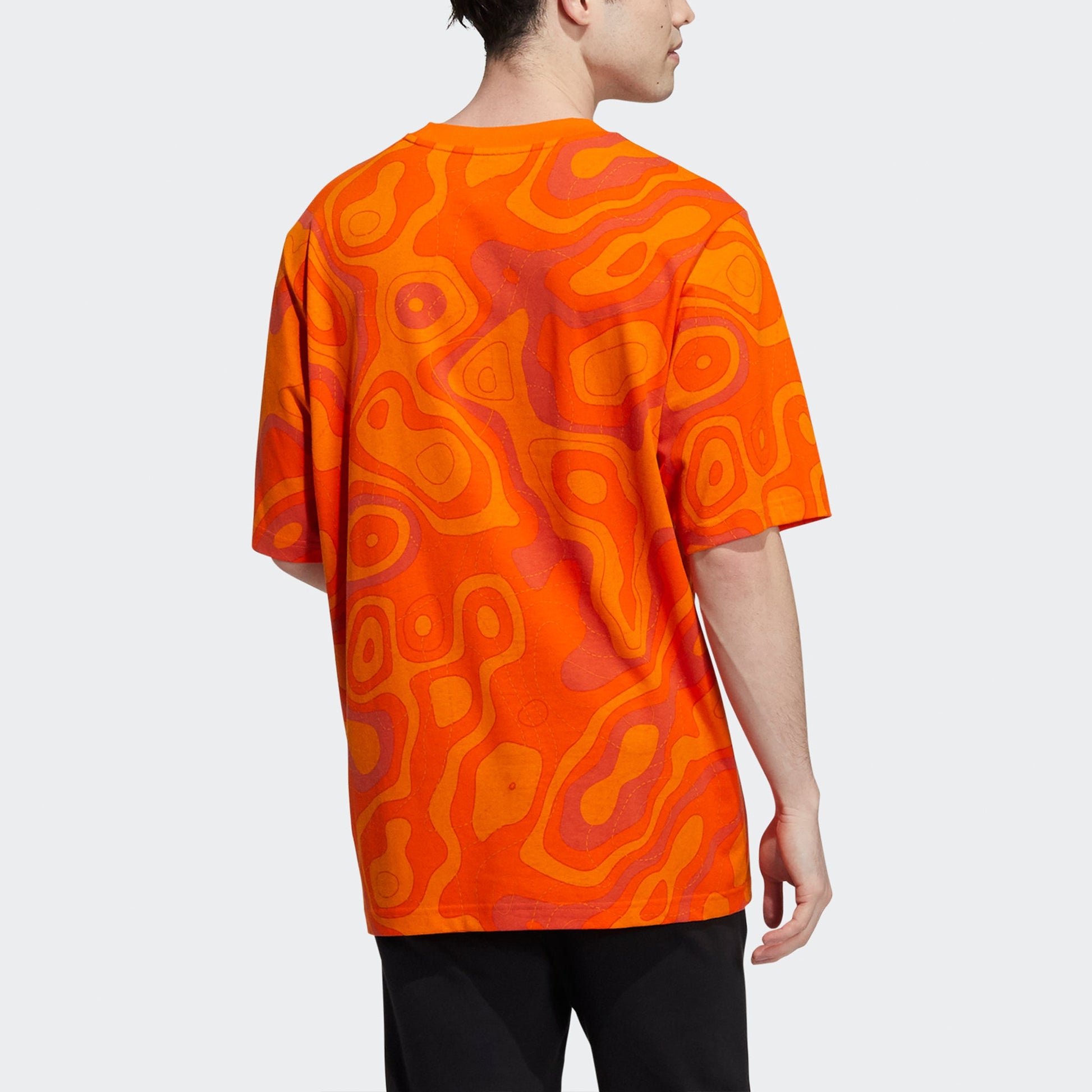 adidas neo M Cg T1 Camouflage Full Print Loose Sports Short Sleeve Orange HE7939