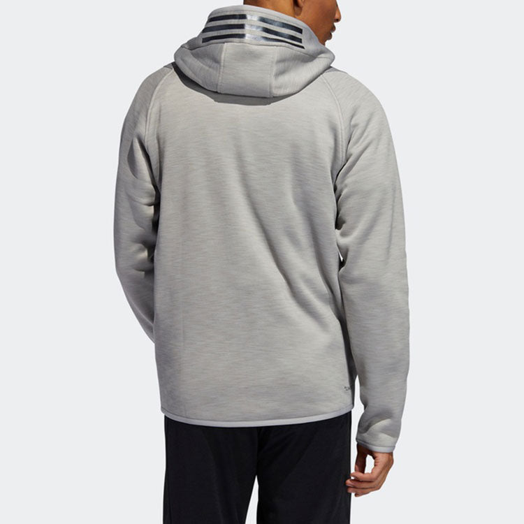 adidas M Clima Hoodie Sports Training Fleece Lined Hooded Jacket Gray FP6678