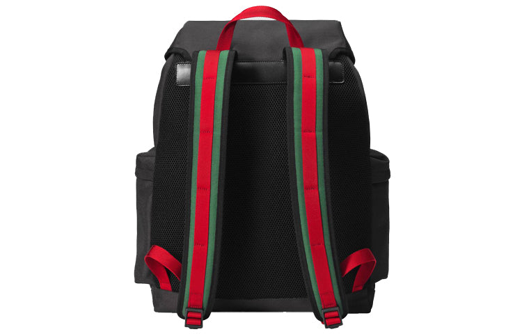 Gucci Metallic Tiger Head Leather Logo Stripe Webbing Canvas Large Capacity schoolbag Backpack Black Classic 429037-K1N1X-1072