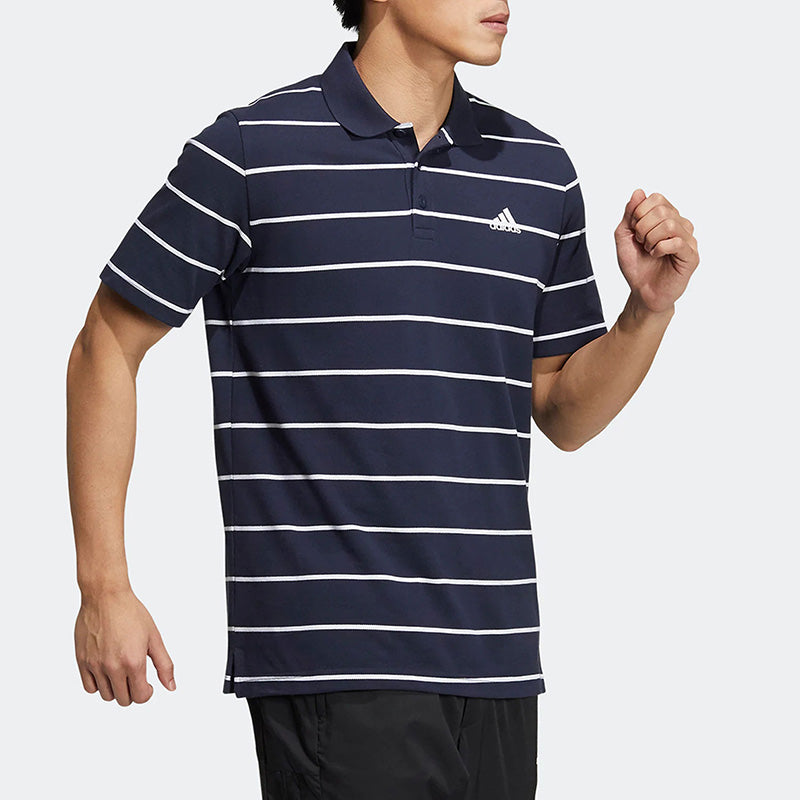 adidas Fi Stripe Small Label Athleisure Casual Sports Short Sleeve Polo Shirt Navy Blue HE7434