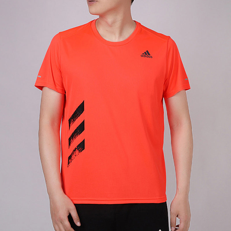 adidas Casual Sports Round Neck Breathable Short Sleeve Orange Red FR8378