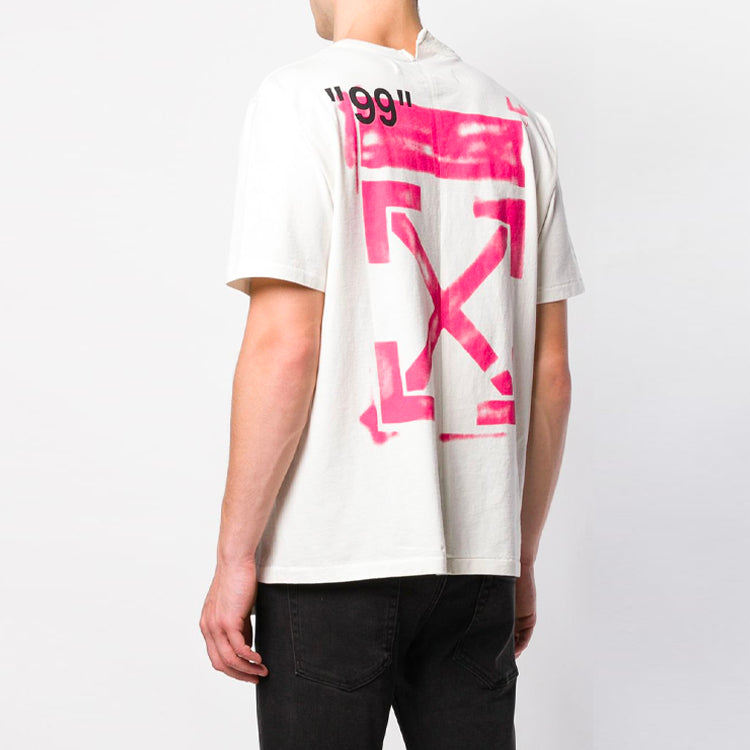 Off-White Back Pink Arrow Short Sleeve White OMAA032R191850150228