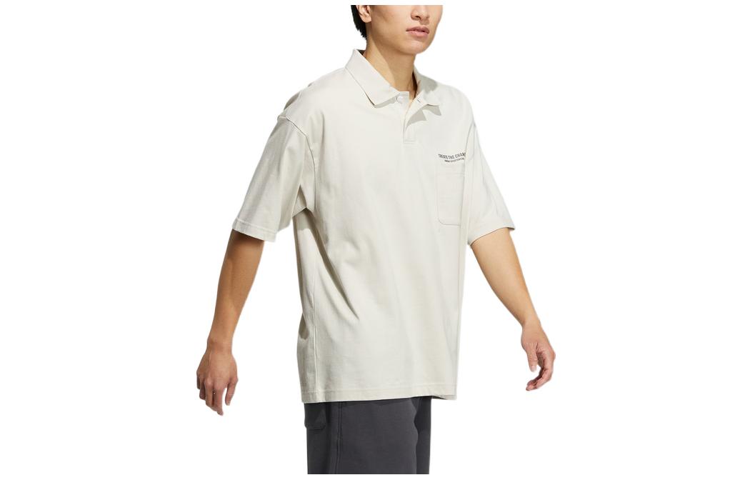 Men's adidas Training Series Logo Printing Pattern Lapel Short Sleeve Bauxite Brown Polo Shirt HZ7045