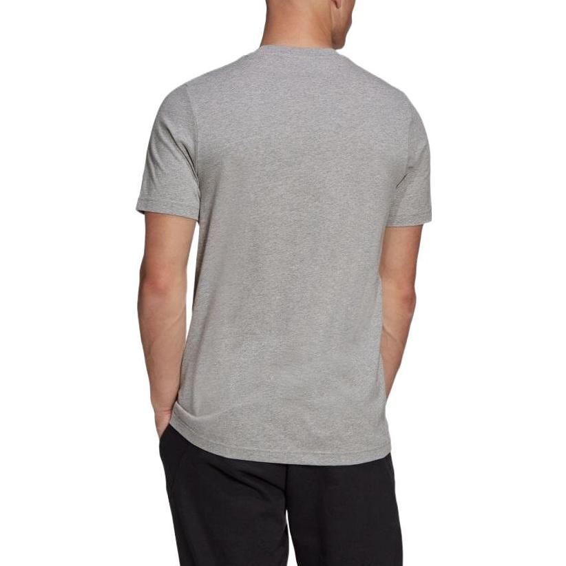 Men's adidas Logo Printing Round Neck Pullover Short Sleeve Japanese Version Gray T-Shirt HE4376
