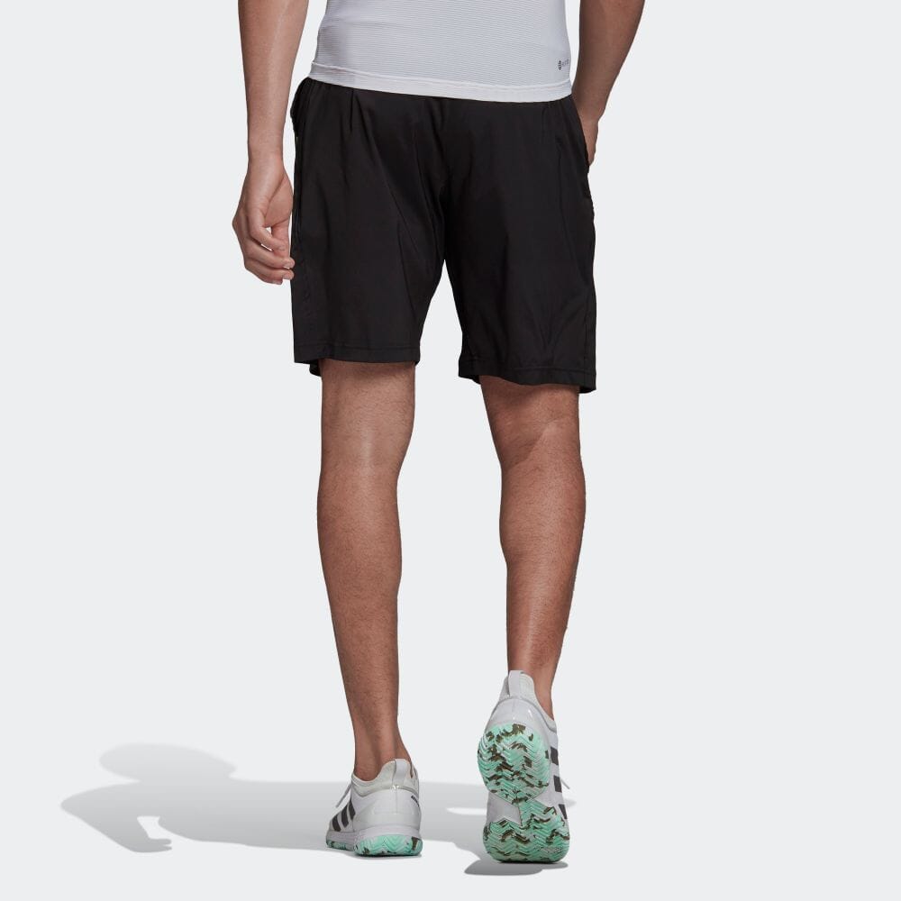 Men's adidas Elastic Waist Straight Solid Color Shorts Black HA2557