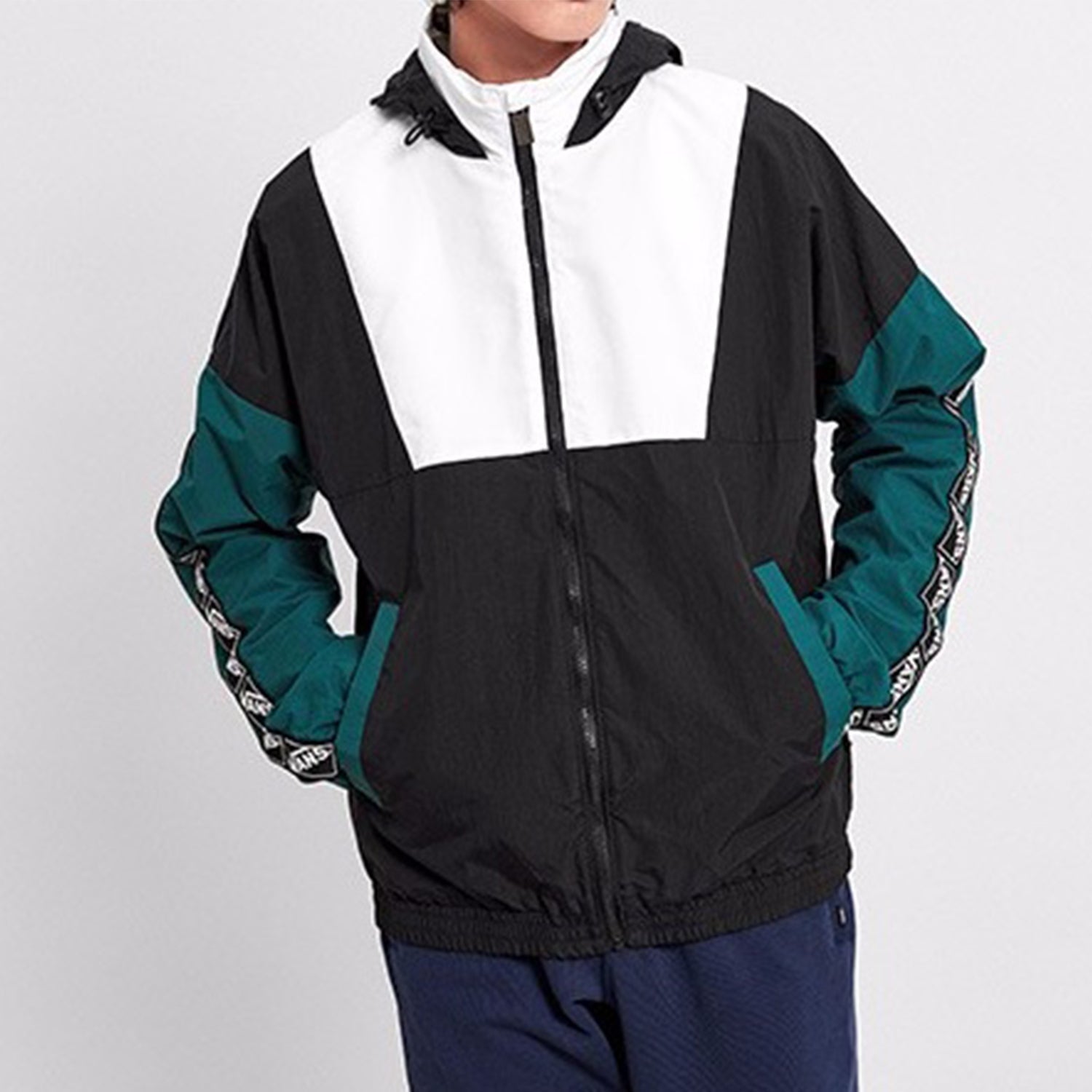 Vans Sports Hooded Jacket Couple Style Black Green Black-Green VN0A4MLABLK
