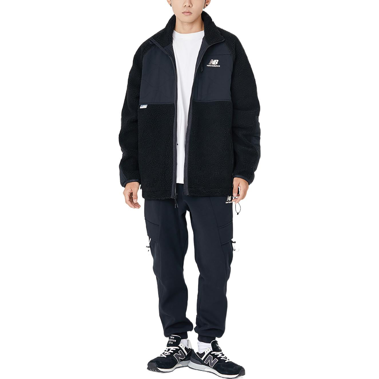 New Balance Lifestyle Cotton Warm Coat Asia Sizing 'Black White' AMJ23326-BK