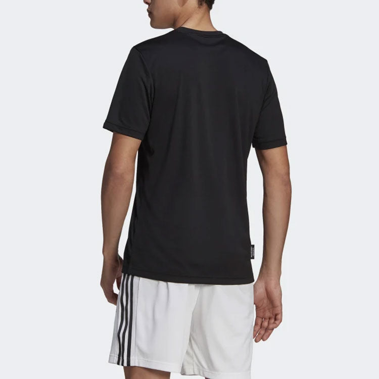 Men's adidas Multi-Color Printing Sports Short Sleeve Black T-Shirt GL3263