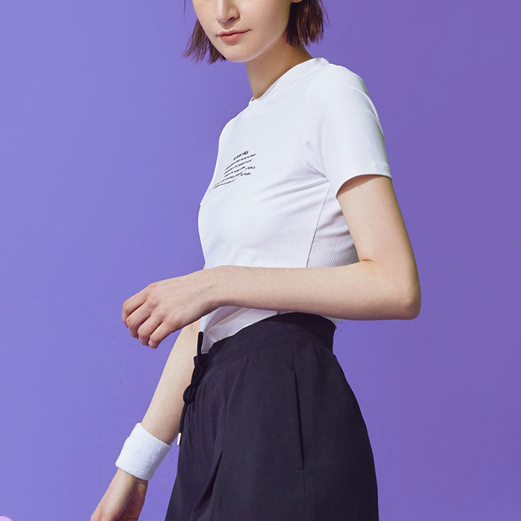 (WMNS) Fila Alphabet Printing Sports Round Neck Short Sleeve White T61W021705A-WT