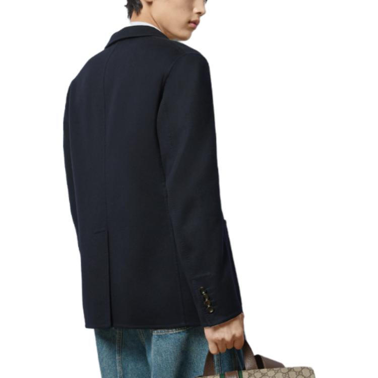Gucci Lightweight Wool Jacket With Web Label 'Dark Blue' 770082-ZAKE3-4440