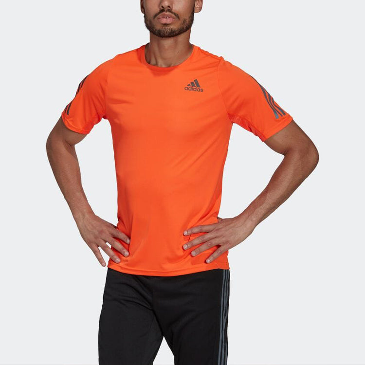 Men's adidas Logo Printing Round Neck Short Sleeve Orange T-Shirt HJ7228