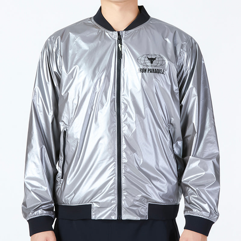 Under Armour Project Rock Disrupt Bomber Jacket 'Metallic Tin Black' 1373579-981