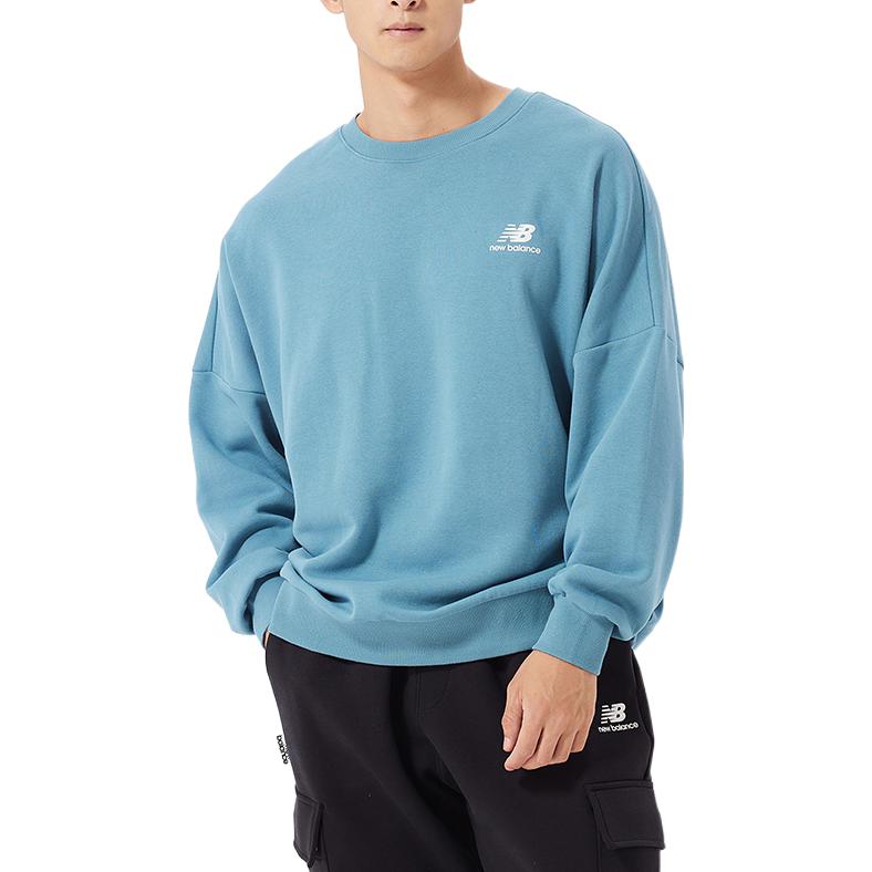 New Balance Logo Print Sweatshirt Asia Sizing 'Blue White' AMT23349-SGD