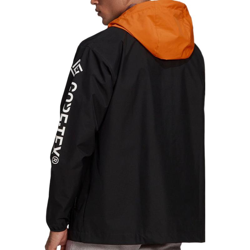 Men's adidas Alphabet Printing Zipper Hooded Casual Jacket Black GD5616