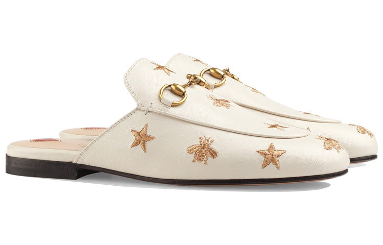 (WMNS) Gucci Princetown Series Embroidered Leather Slipper White 505268-D3V00-9022