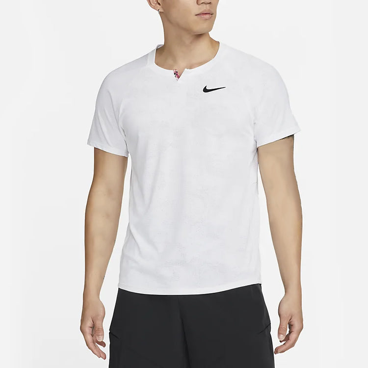 Men's Nike Dri-Fit Solid Color Logo Printing Mesh Pullover Short Sleeve White T-Shirt DA4363-100
