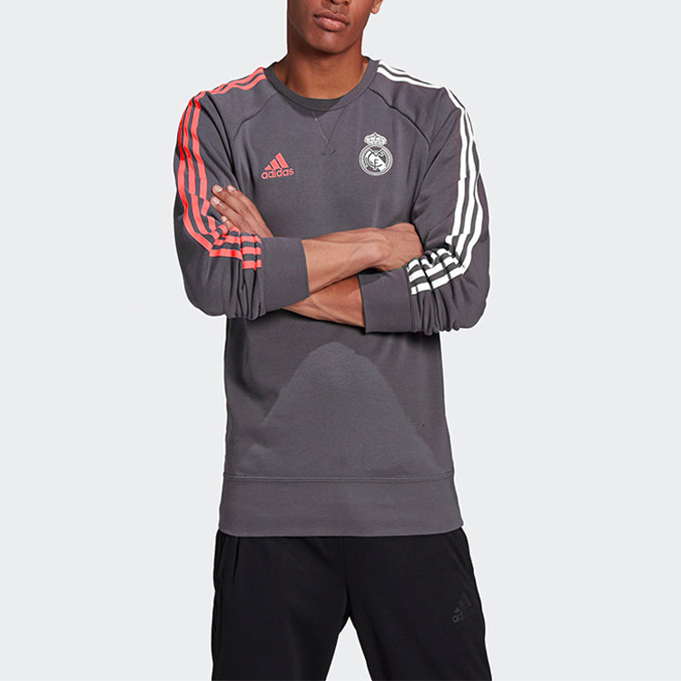adidas REAL SWT TOP Real Madrid Soccer/Football Sports Pullover Gray FQ7908