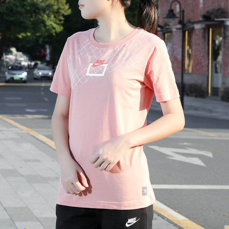 (WMNS) Nike Sportswear Hoop Dream Round Neck Short Sleeve Pink CK1187-618