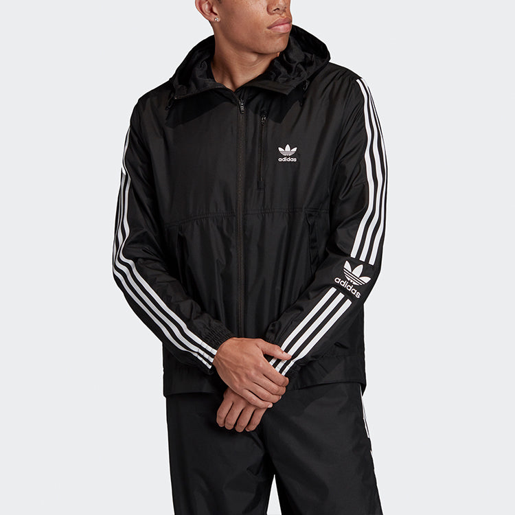 adidas originals Lock UP WB Cardigan Casual Sports Hooded Jacket Black FM3815