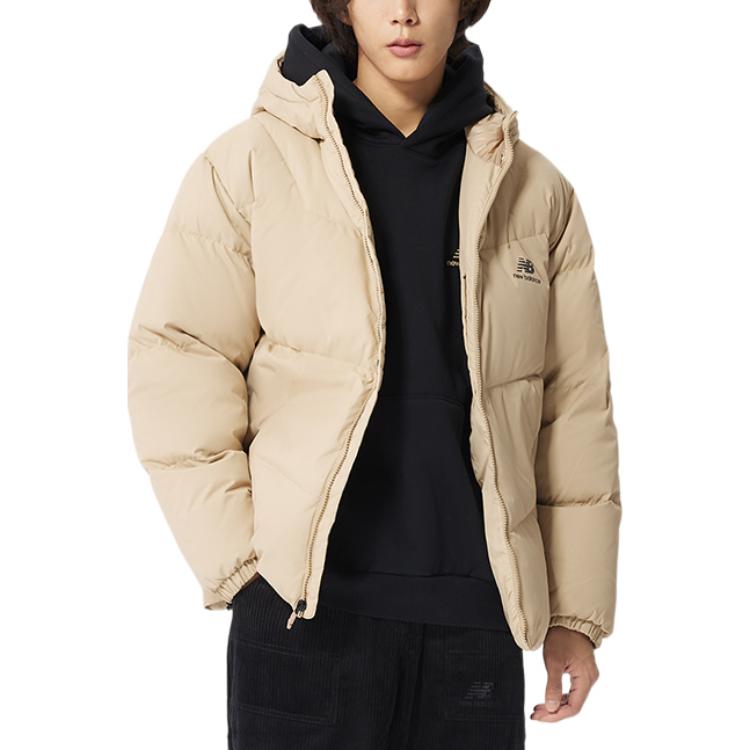 New Balance Logo Print Mid Down Jacket Asia Sizing 'Beige' AMJ23342-INC