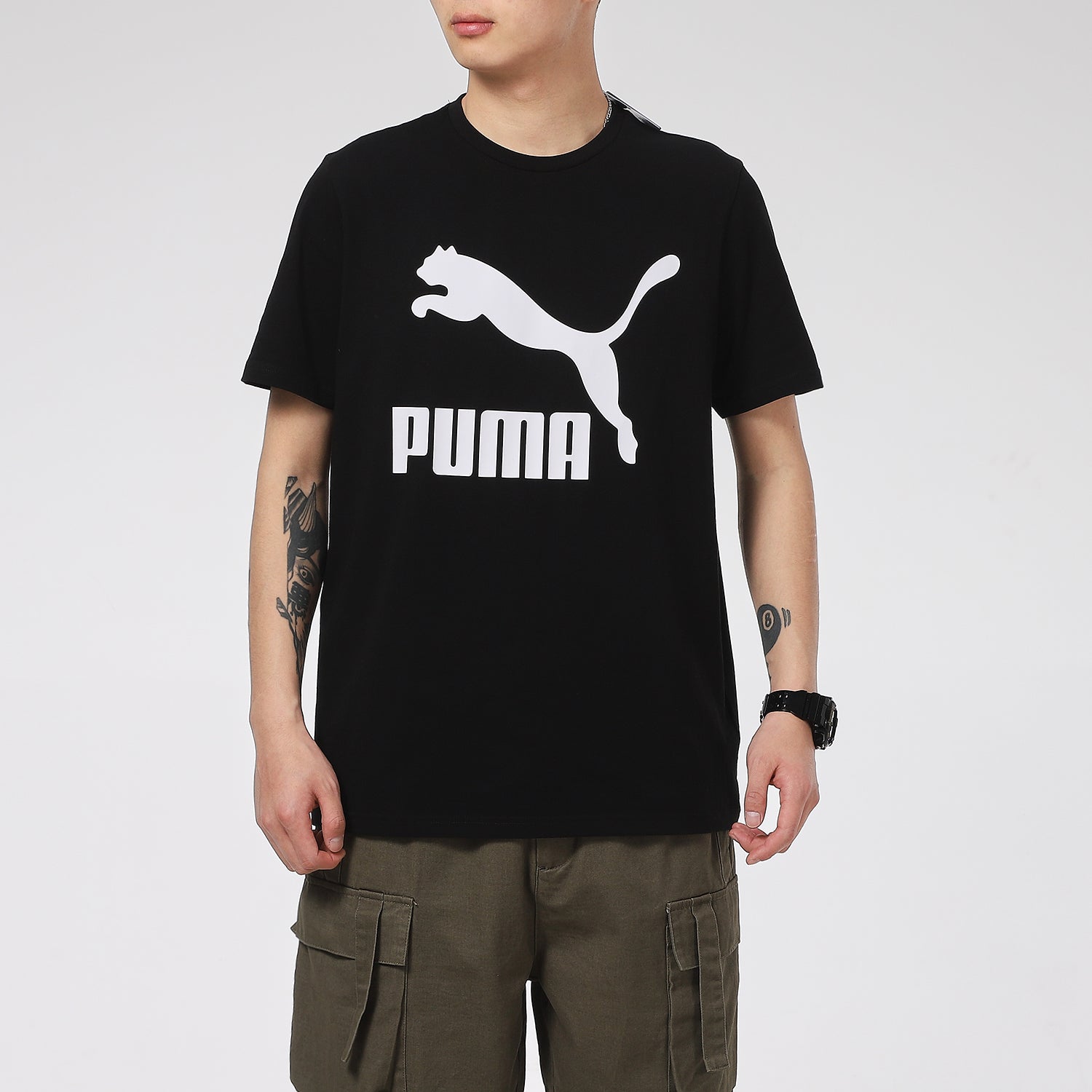 PUMA Classics Logo T-Shirt 'Black White' 532279-01