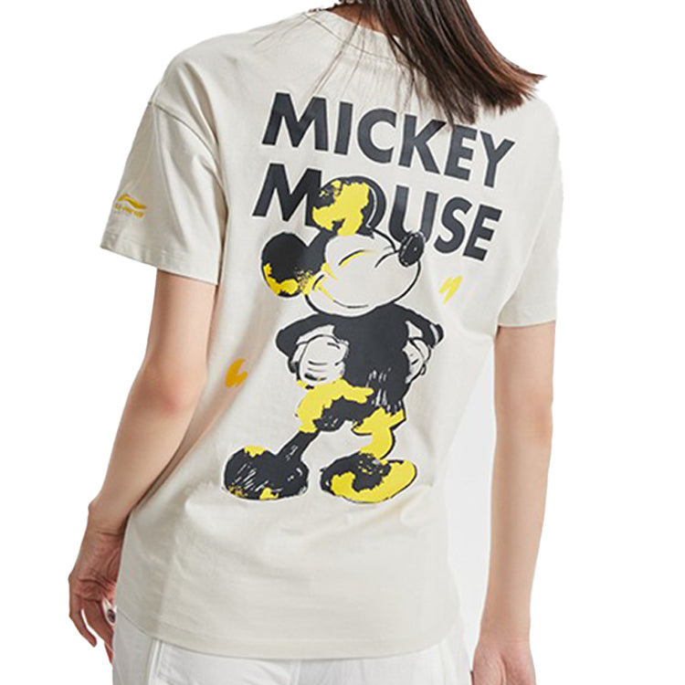 (WMNS) Li-Ning x Disney Mickey Loose Short Sleeve Tee 'White Black' AHSQ274-1