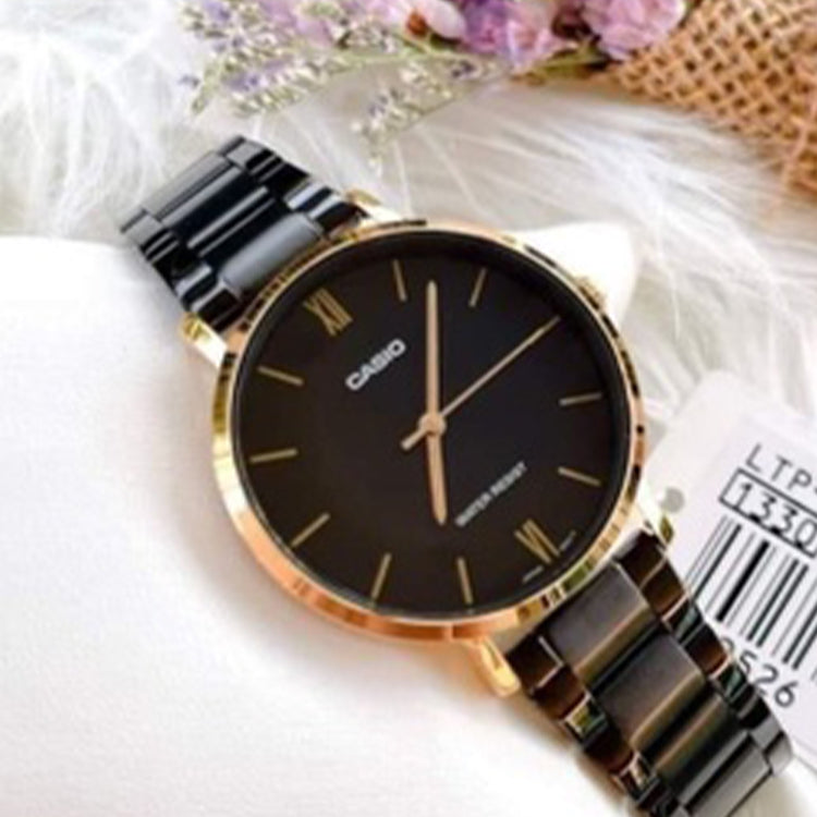 Casio Dress Analog Watch 'Black Gold' LTP-VT01GB-1B