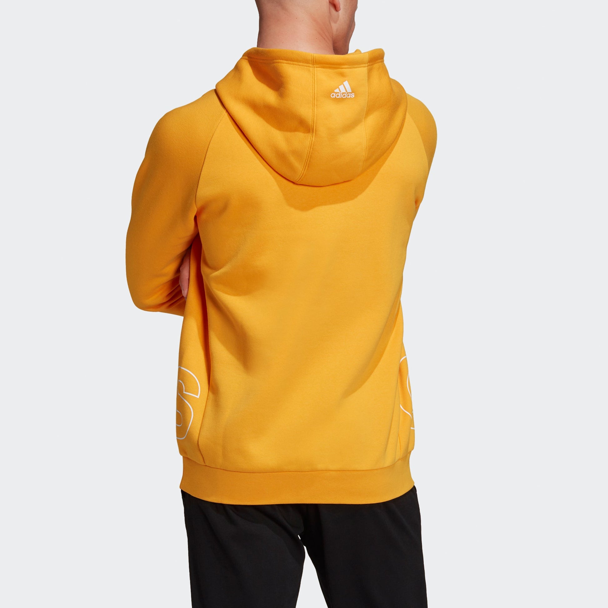 Men's adidas Big Lo Hd Fl Hollow Out Large Logo Printing Pullover Sports Gold Color HB5090
