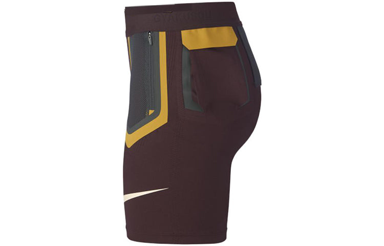 (WMNS) Nike Colorblock Pocket Sports Gym Shorts Brown 'Deep Burgundy Dk Smoke Grey Gold Dart' BQ3245-643