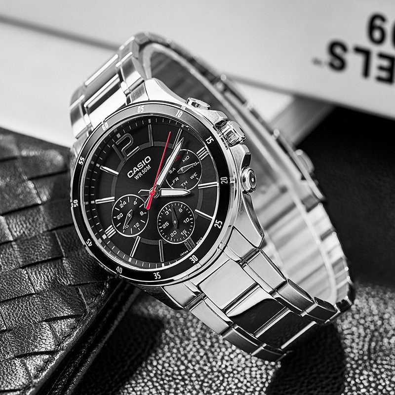CASIO Couple Waterproof Stainless Steel Strap SilverWhite Analog MTP-1374D-1A&LTP-2064A-7A2