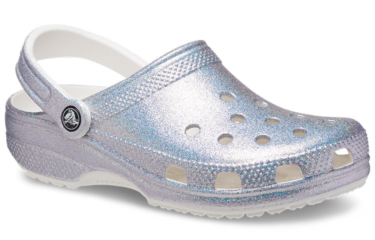 Crocs Classic Casual Unisex Metallic Silver Pink Sandals 207551-90H
