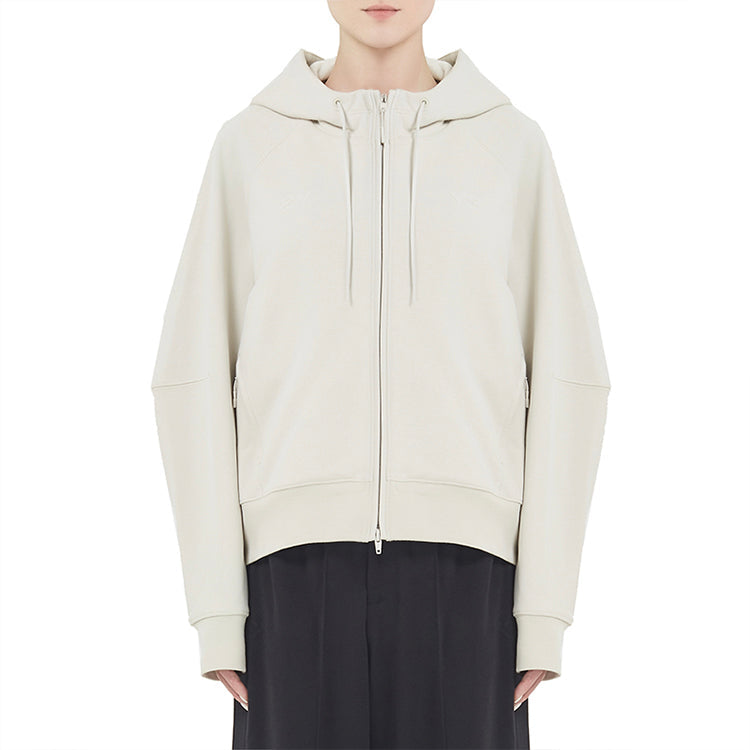 (WMNS) Y-3 Logo Pattern Casual Hooded Zipper White Hoodie GK4417