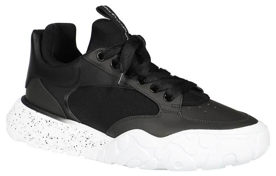 Alexander McQueen Court Tech Leather Sneakers 'Black White' 727366WIAAU1558